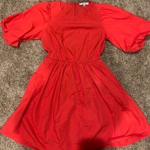 Madewell Puff Sleeve Red Dress